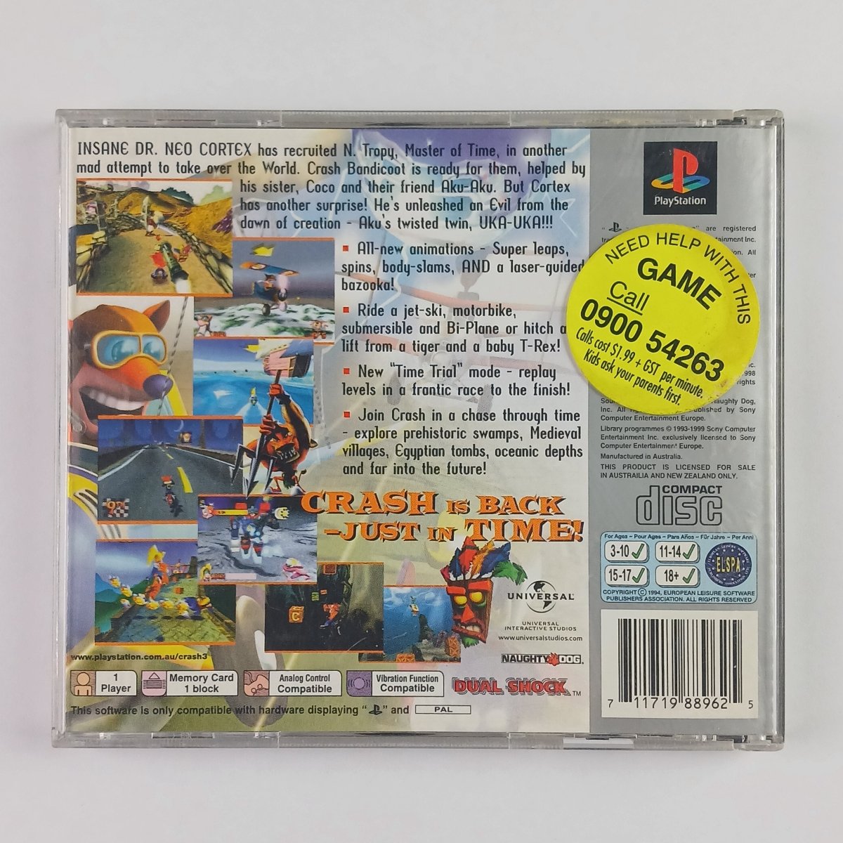 Cash for Games Crash Bandicoot: Warped (PS1) PS1 PS2 PS3 PS4 NZ AU