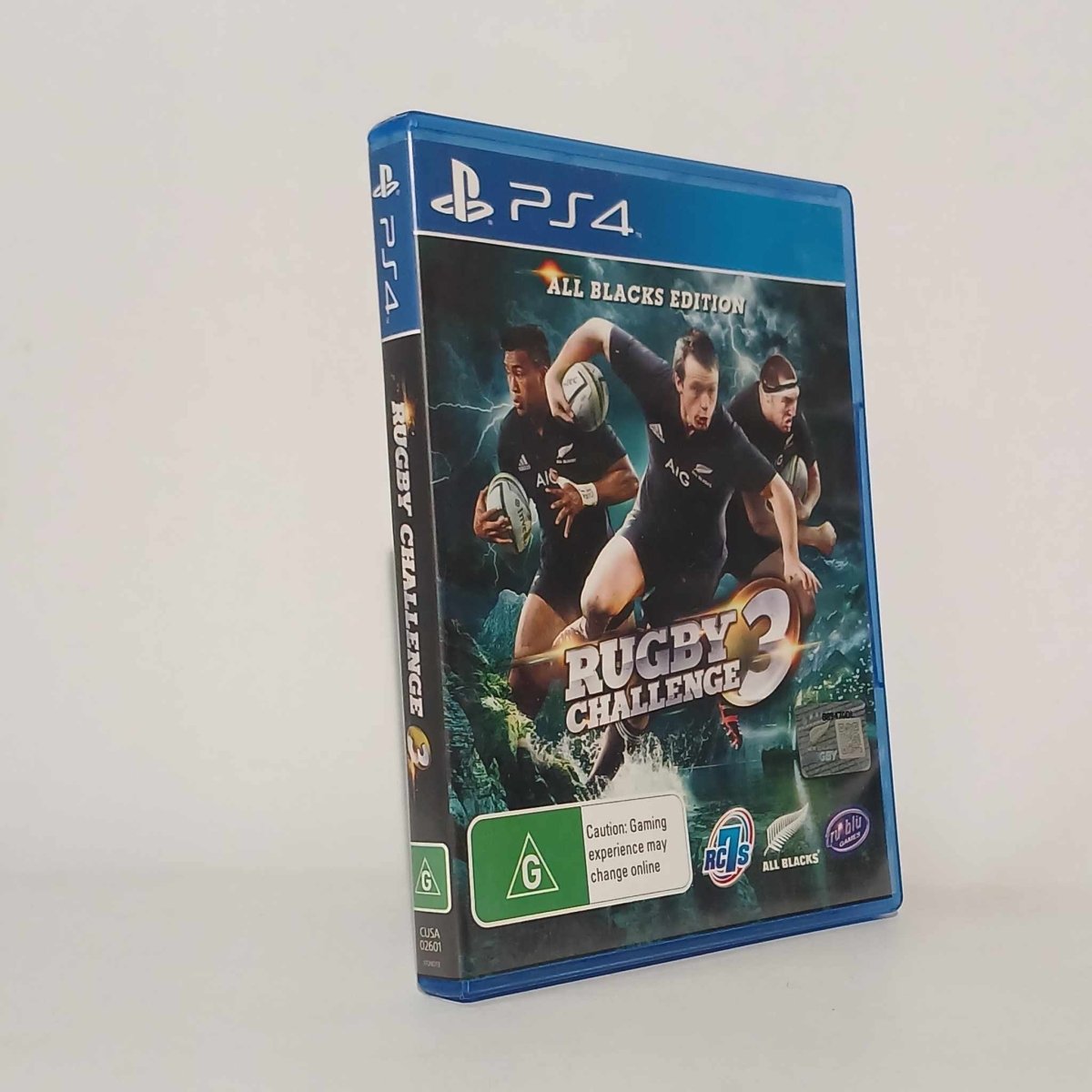 Rugby Challenge 3 game on PS4. Rugby matches, teams, realistic gameplay. NZ AU