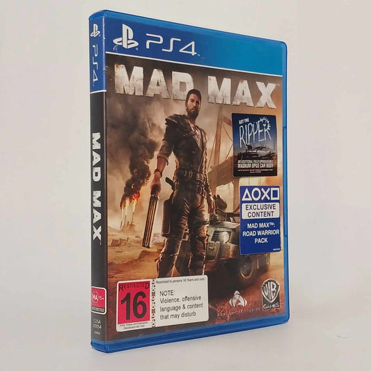 Mad Max game on PS4. Post-apocalyptic world, vehicular combat, survival. NZ AU