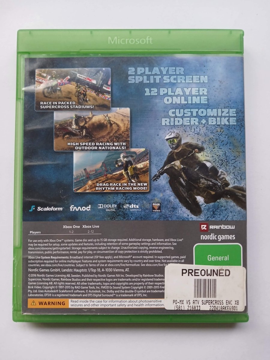 Cash for Games Xbox One MX vs ATV: Supercross