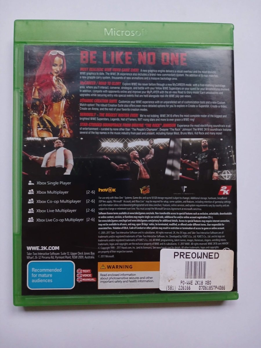 Cash for Games Xbox One WWE 2K18